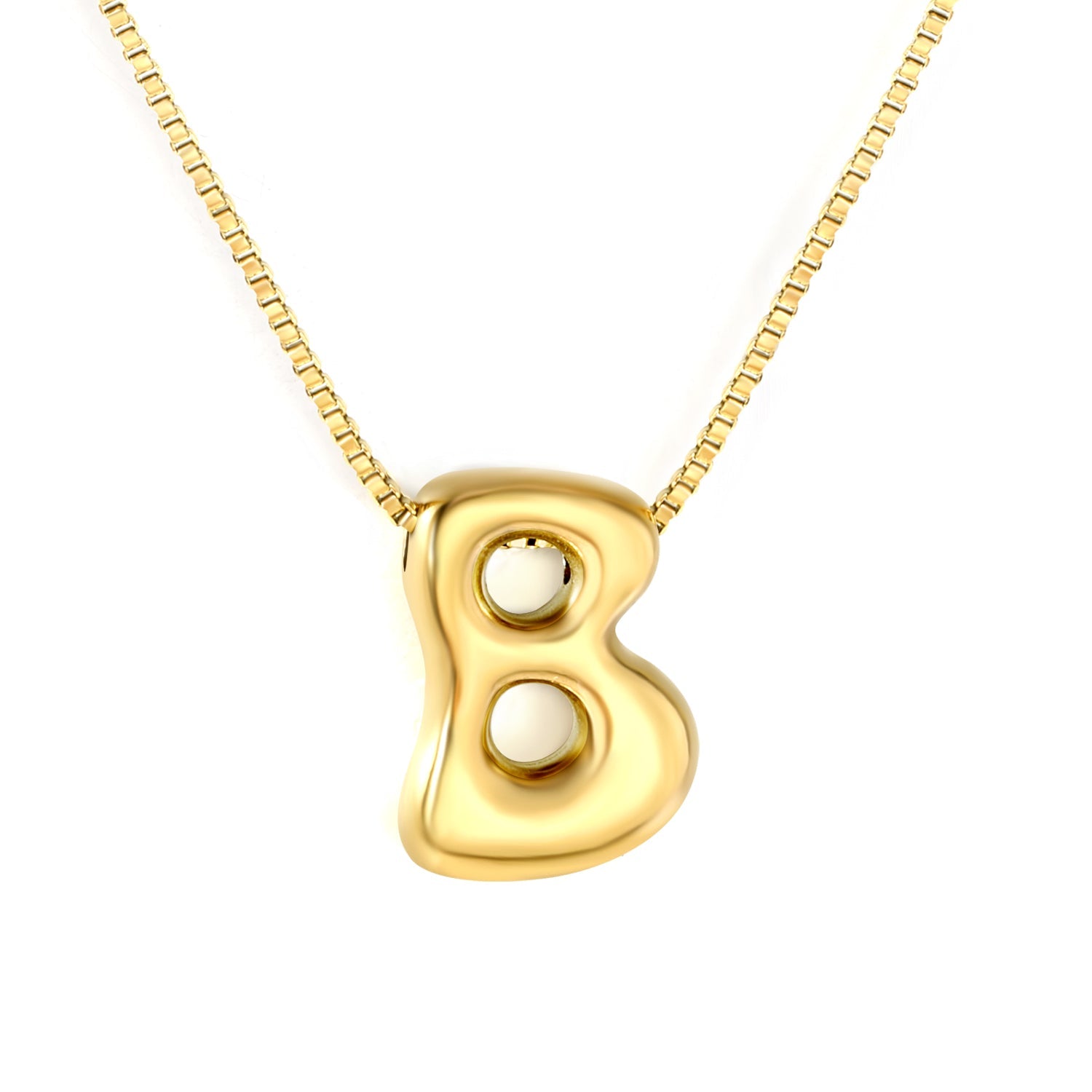 Alphabet Pendant A-Z 1.2 Box 40+5cm + 6mm Round Tail Tag Necklace Gold asonjewelry